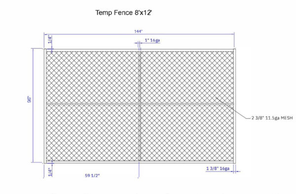 Temporary Fence Panel 8x12 with Cross Bar